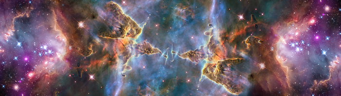 Symmetrical Nebula with Stars and Cosmic Dust