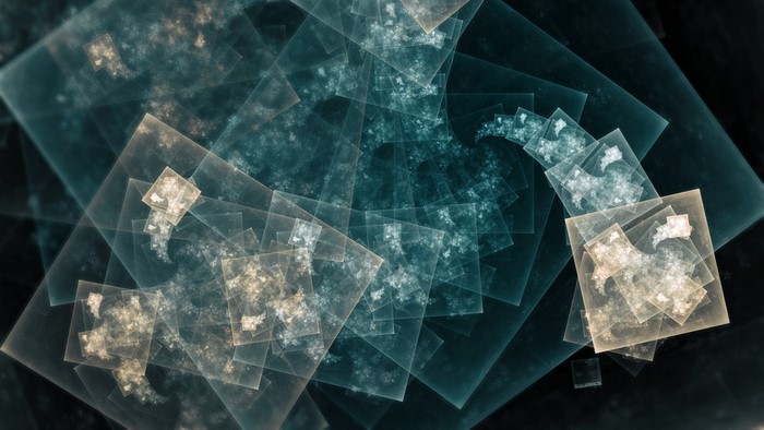 Abstract fractal pattern of overlapping translucent squares