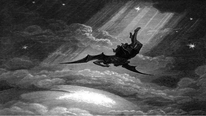 Lucifer Falling Through the Dark Clouds