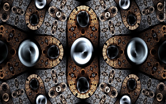Abstract Fractal Pattern with Metallic Circles