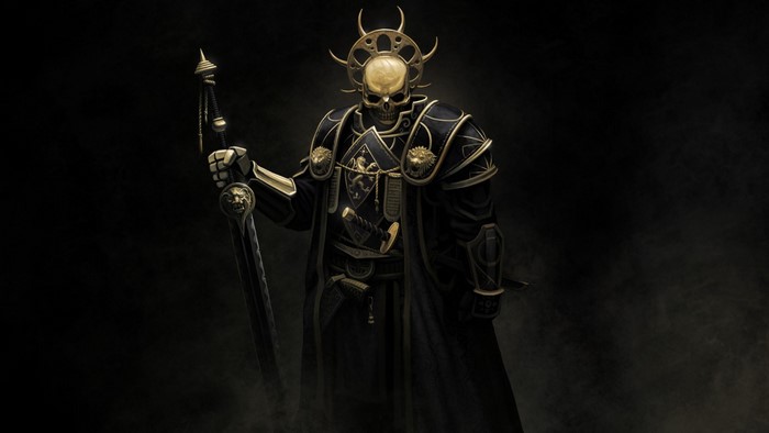 Skeleton warrior with sword and ornate armor