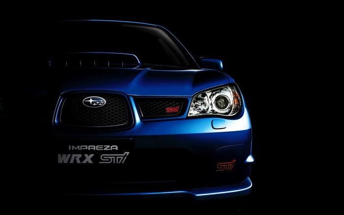 Blue Subaru Impreza WRX STI close-up