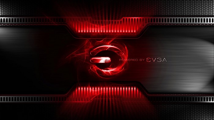 EVGA logo with red and black abstract design