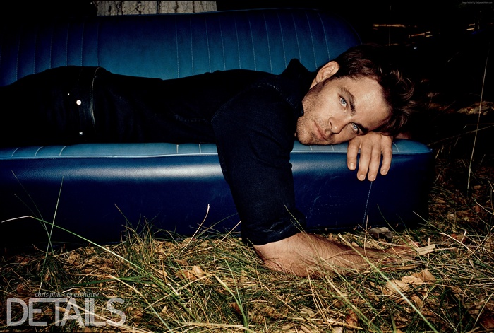 Chris Pine on a Blue Couch