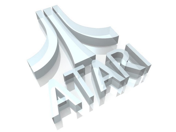 Atari logo with 3D rendering on a white background