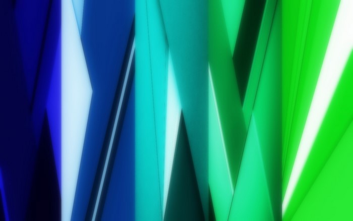 Abstract geometric shapes with blue and green lighting