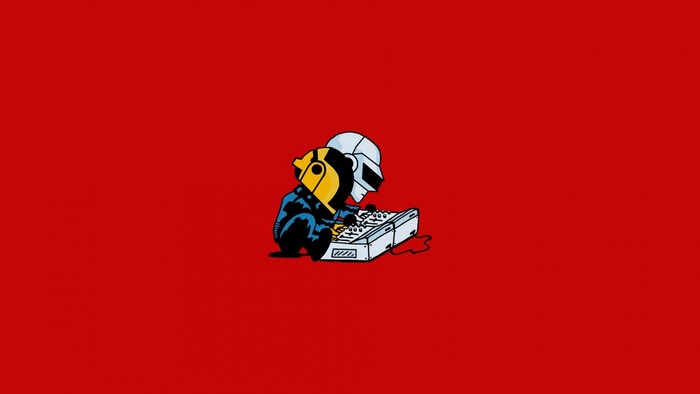 Daft Punk characters with mixing console