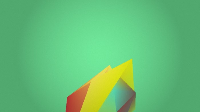 Abstract geometric shapes with gradient colors on green background