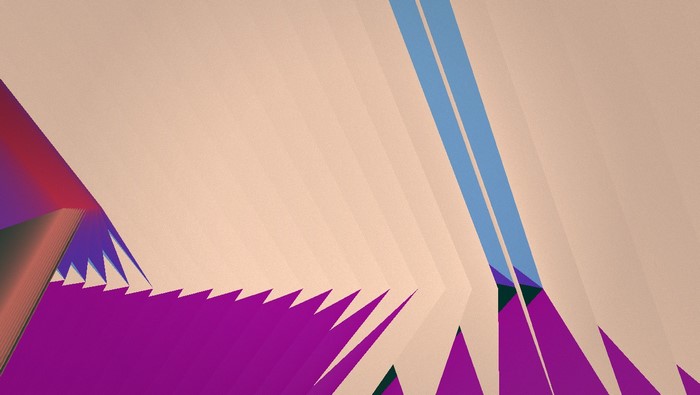 Abstract geometric shapes with purple, blue, and rainbow colors