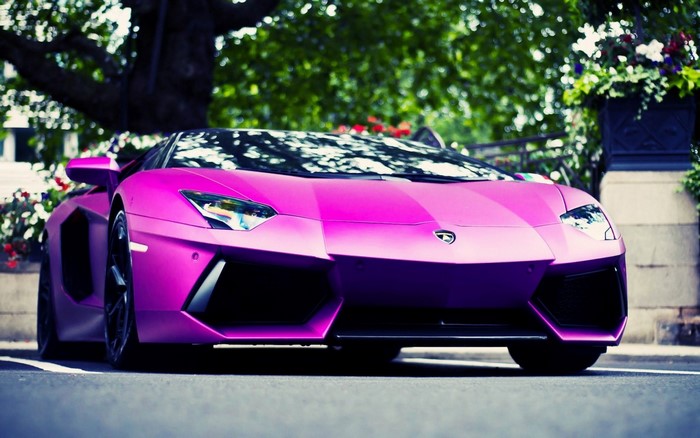 Purple Lamborghini Aventador Sports Car