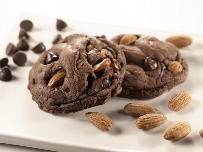 Chocolate almond cookies with chocolate chips