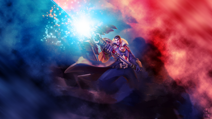Jayce from League of Legends firing his weapon