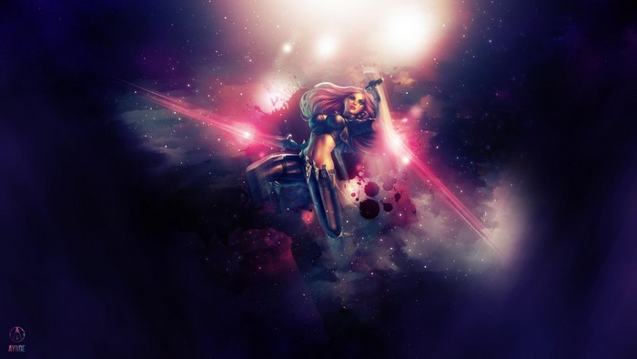Katarina from League of Legends in space