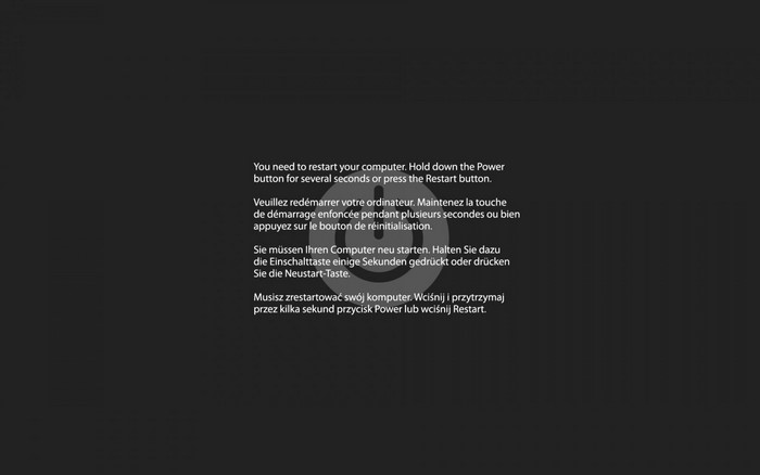 Computer restart instructions in multiple languages