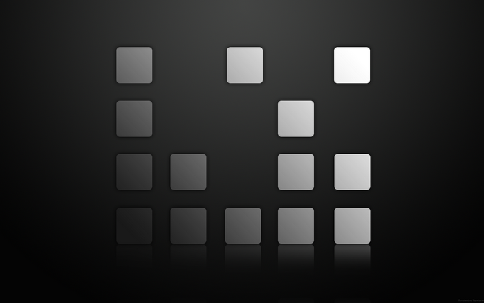 Monochrome squares with reflections on dark background