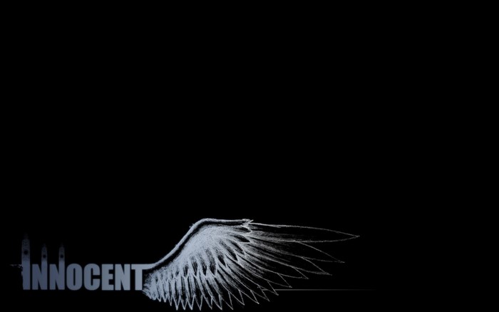 Innocent text with angel wing