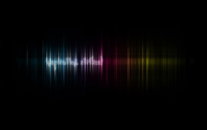 Inspiration strikes text on colorful sound wave