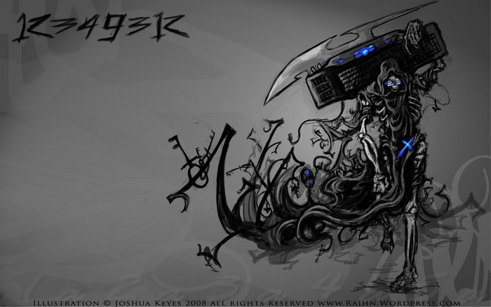 Reaper with a keyboard scythe