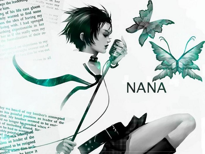 Nana singing with microphone and butterflies