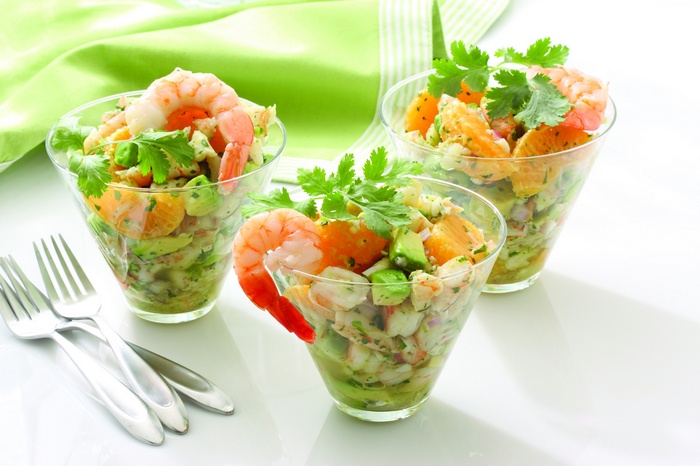 Shrimp and Avocado Salad in Glasses