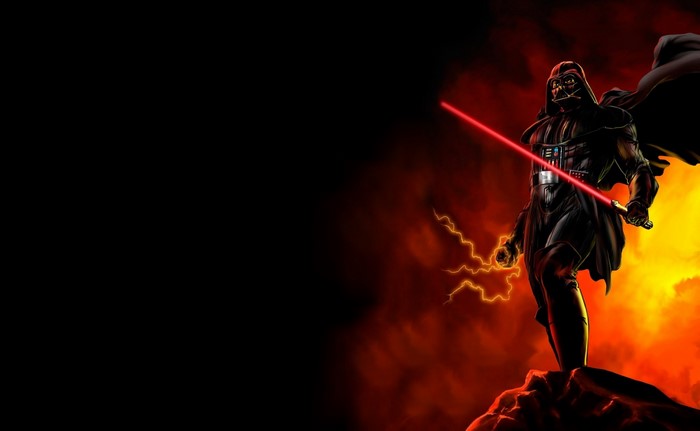 Darth Vader from Star Wars with red lightsaber