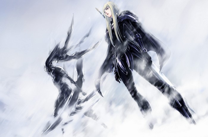 Two Claymore warriors in a snowy landscape