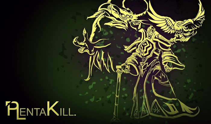 Swain from League of Legends with dragon and eagle