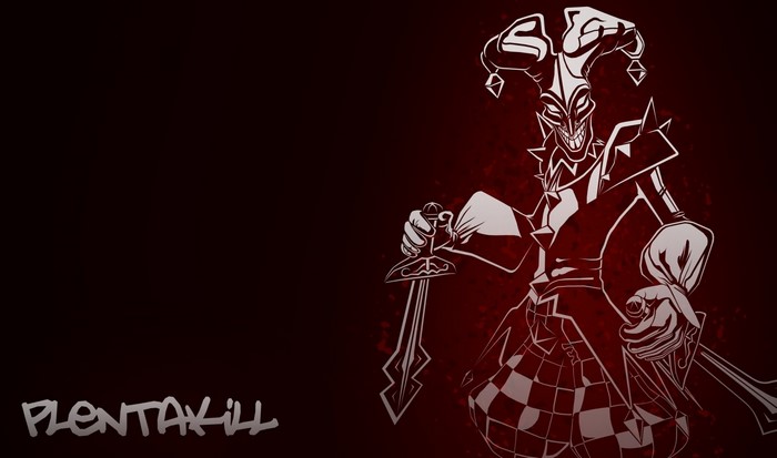 Shaco from League of Legends with a sword