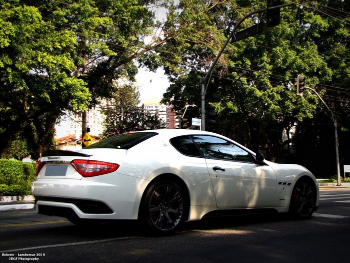White Maserati GranTurismo parked on a street