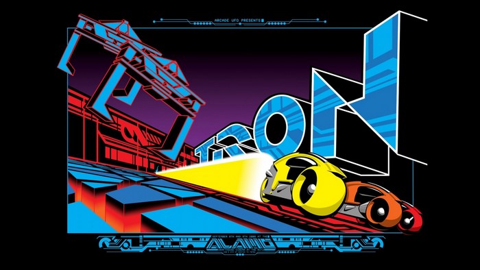 Tron Light Cycles and Cityscape Artwork