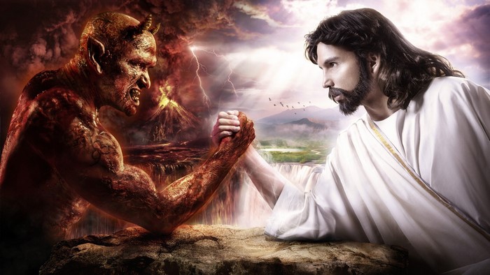 Jesus Christ and Devil Arm Wrestling