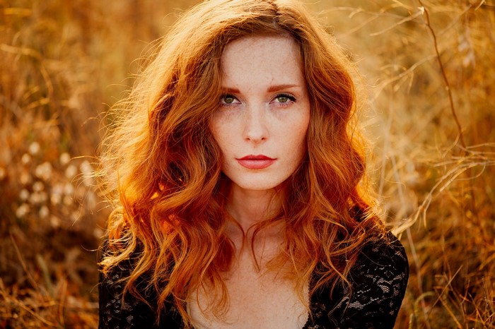 Redhead Woman in Autumn Sunlight