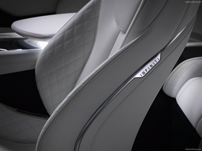 Infiniti car interior with quilted white leather seats