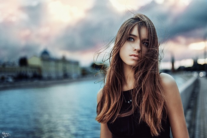 Sunlight Women Model Portrait Depth Of Field Long Hair Blue Eyes