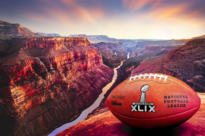 Super Bowl XLIX NFL Football at Grand Canyon at Sunset