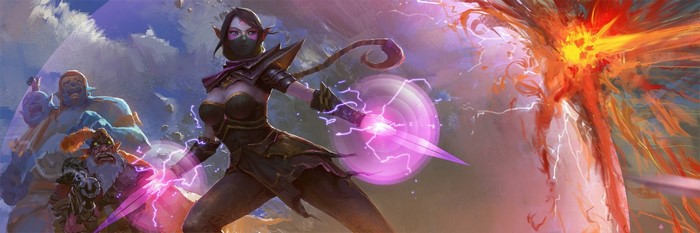 Templar Assassin and allies fighting a fiery entity in Dota 2