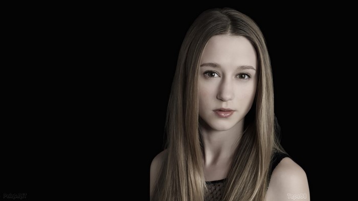 Taissa Farmiga portrait with long blonde hair