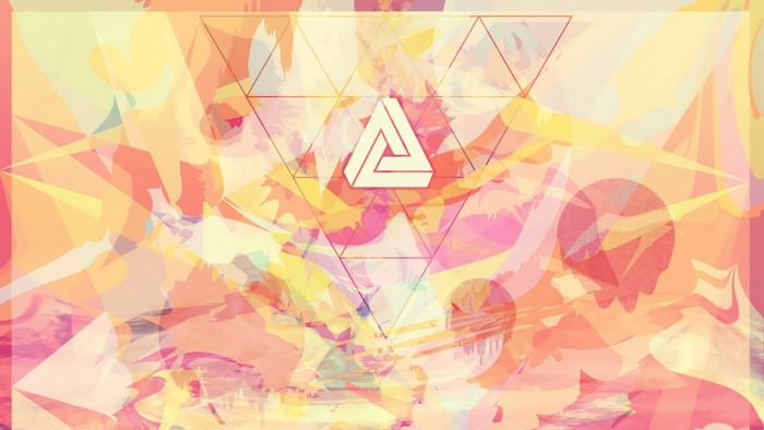 Abstract Penrose Triangle Illustration with Pink and Yellow Colors