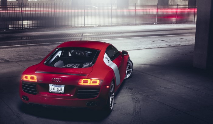 Red Audi R8 Coupe with License Plate 14 ZDK