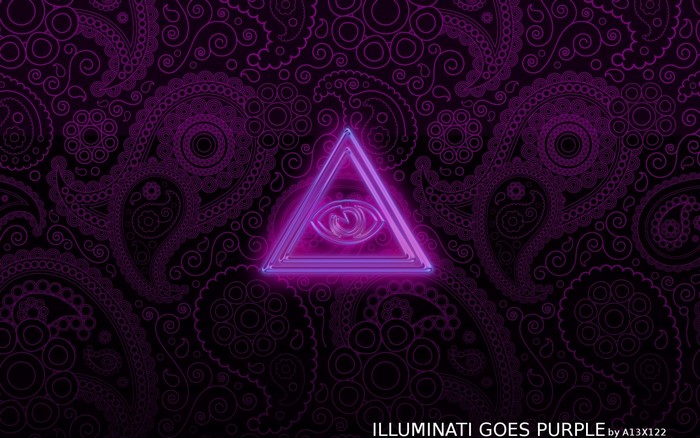 Illuminati Eye Triangle with Purple Paisley Pattern