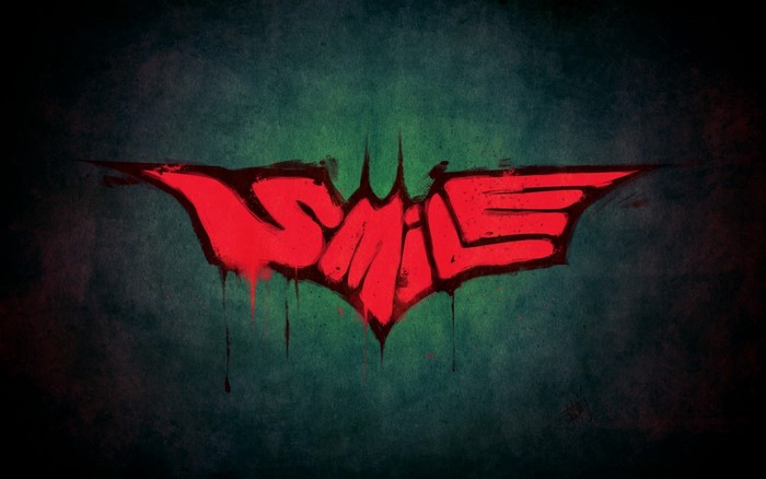 Graffiti Batman logo with the word "SMILE"