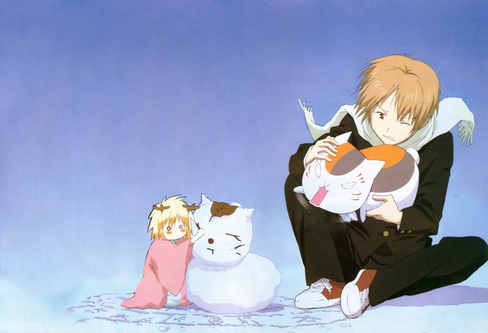 Natsume from Natsume Yuujinchou holding Nyanko-sensei