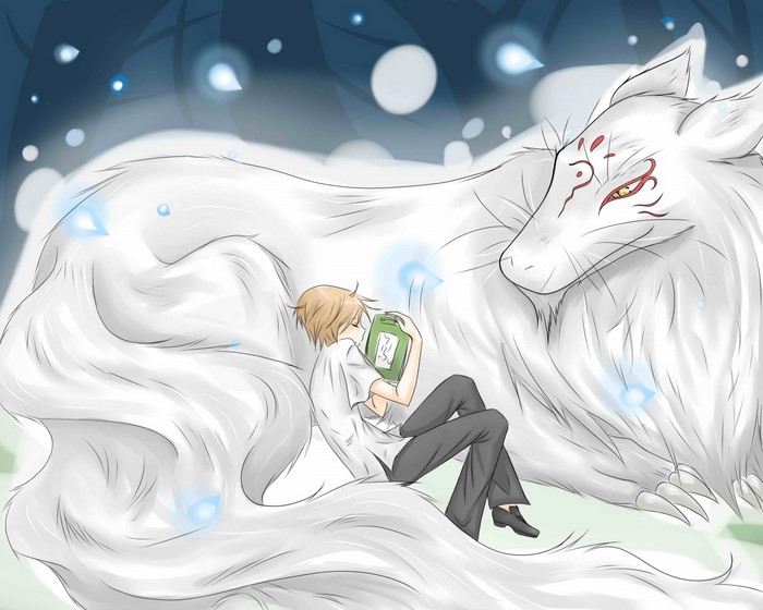 Natsume from Natsume Book of Friends with a white fox spirit