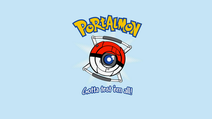 Portalmon crossover logo with turret and text