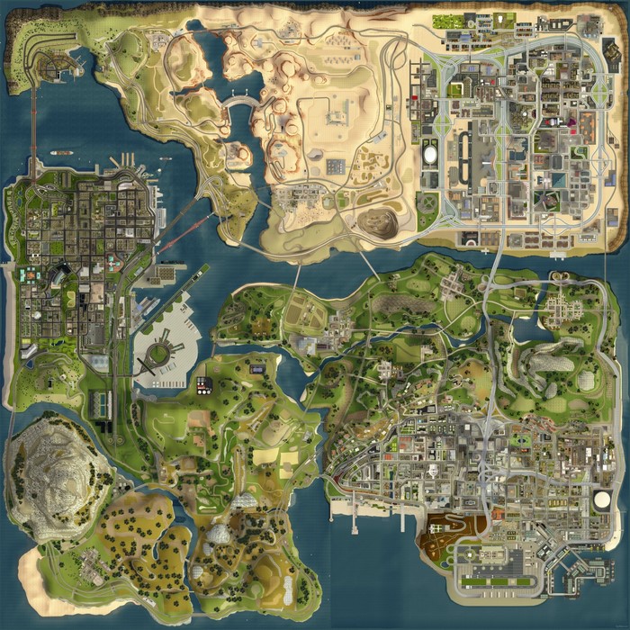 Grand Theft Auto San Andreas Detailed Map View