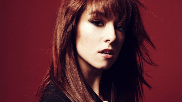 Christina Grimmie portrait with auburn hair