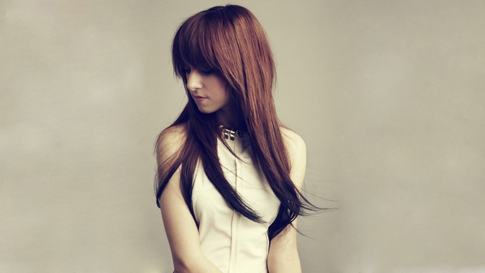 Christina Grimmie portrait with auburn hair