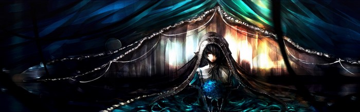 Girl in dark tent holding glowing orb