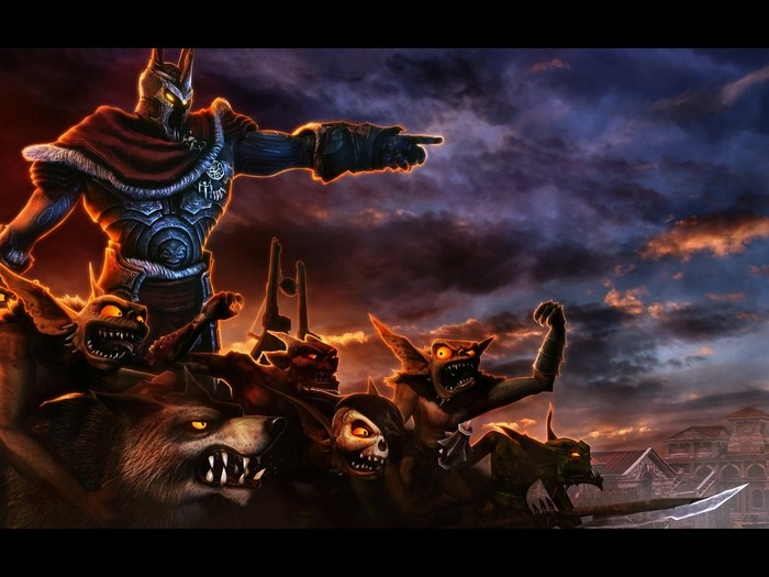 Overlord 2 screenshot with a dark lord and minions