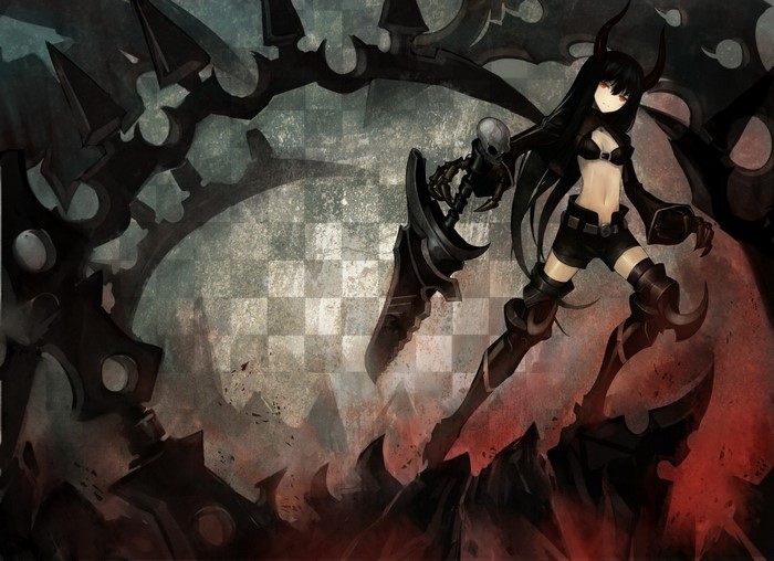 Black Rock Shooter and Black Gold Saw from anime